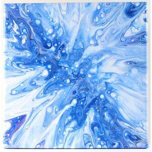 Acrylic Pour Painting On Stretched Canvas 8x8 One Of A Kind, Original, Wall Art,
